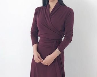 Wrap dress / Mood wrap dress / Drape dress / Shirring wrap dress / Waisted dress / Modern Chic dress / Maxi dress / Kimono wrap dress