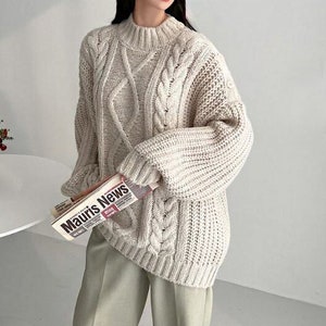 Cable knit sweater / Oversized sweater / Sweater for women / Chunky sweater / Loose fit sweater / Knit top women / Cozy sweater image 1