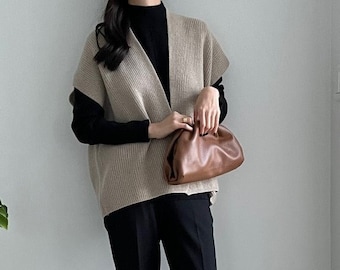 Cashmere blended sweater vest / Knit vest / Wool sweater vest / One button cardigan / Sweater vest women / Wool knit cardigan / Knit shawl