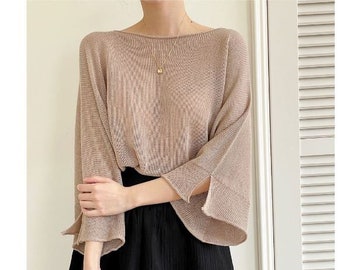 Linen top / Boat neck knit top / Top for women / Boat neck top / Linen knit top / Knit top women / Summer knit top / Knit blouse