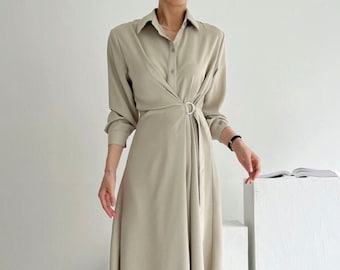 Wrap mood dress / Tunic wrap dress / Maxi wrap dress / Fit and Flare dress / Romantic mood dress / Tunics for women / Shirring wrap dress