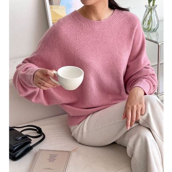 Sweater for women / Cashmere blend sweater / Wool Knit top women / Wool sweater / Drop shoulder sweater / Romantic sweater / Loose sweater