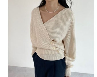 Cárdigan envolvente / Cárdigan envolvente de humor / Top de punto envolvente / Top envolvente de kimono / Cárdigan de punto / Suéter para mujer / Top chic moderno / Regalo para mujer