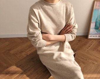 Sweater dress / Cashmere blended sweater dress / Maxi sweater dress / Loose fit sweater dress / Cozy sweater / Wool dress