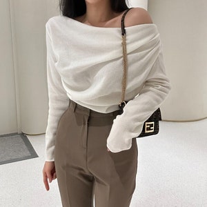 Drape off Shoulder Top Etsy UK