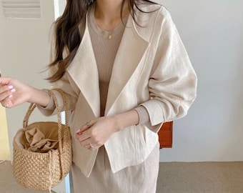 Linen top / Linen jacket / Linen blazer / Collared linen top / Summer linen jacket / Collared linen jacket