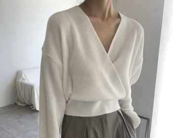 Sweater for women / Wrap mood sweater / Knit top / Wrap top / Kimono top / Gift for her / Wool sweater / Wool knit top / Tops for women