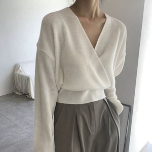 Sweater for women / Wrap mood sweater / Knit top / Wrap top / Kimono top / Gift for her / Wool sweater / Wool knit top / Tops for women