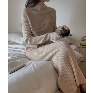 Sweater dress / Knit sweater dress / High neck sweater / Maxi long knit dress / Cozy sweater dress / Long sleeve dress / Loose mood dress