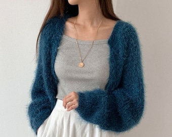 Fur knit bolero / Knit Bolero cardigans / Knit cardigans / Loose cardigans / Sweaters for women / Bolero cardigan / Knit top women