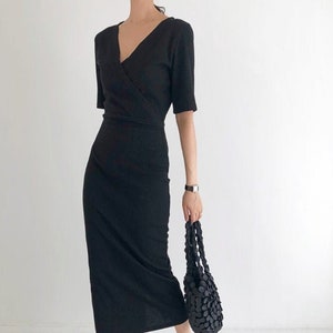 Wrap dress / Mood wrap dress / Satin dress / Wrap style dress / Maxi long dress / Black dress / Wrap style dress / Summer wrap dress