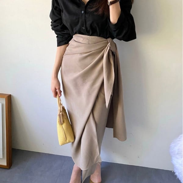 Wrap skirt / Wrap mood skirt / Midi length  skirt / Kimono wrap skirt / Pencil skirt / Sexy wrap style skirt / Gift for her