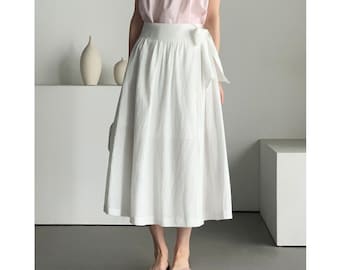 Wrap skirt / Linen blended skirt / Linen wrap skirt / Flare skirt / Maxi linen skirt / Summer linen skirt