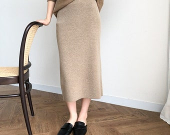 long wool pencil skirt