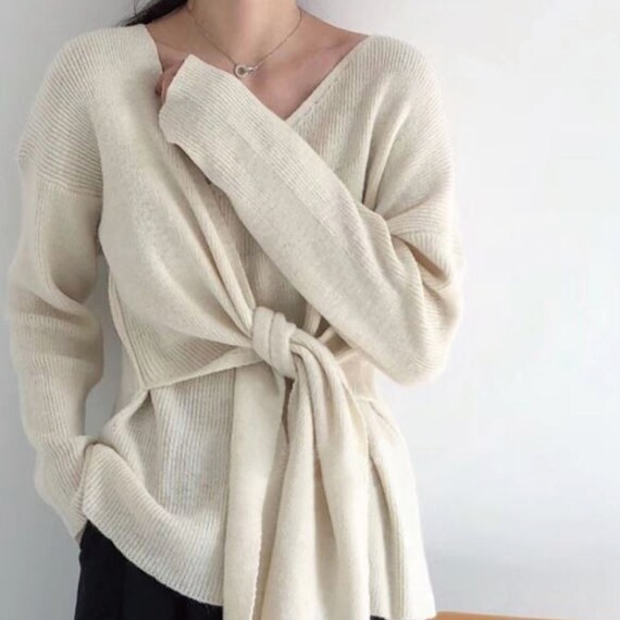 Women / Wrap Style Sweater / Knit Top 