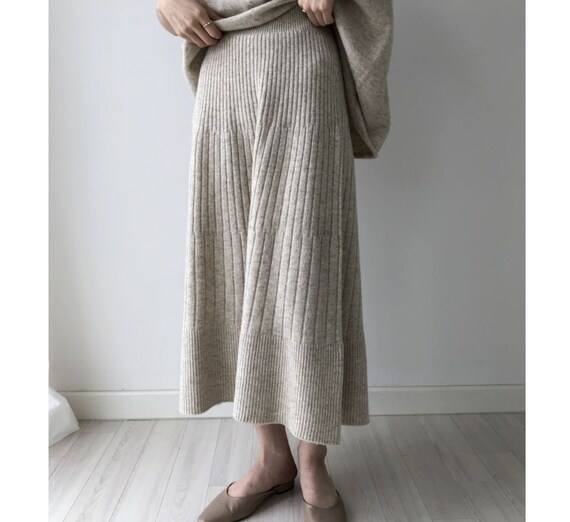 Cashmere Blended Skirt Sweater Knit Skirt Merino Wool Skirt Extra Fine Wool Skirt Seamless Skirt Flare Skirt Etsy