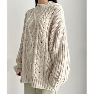 Cable knit sweater / Oversized sweater / Sweater for women / Chunky sweater / Loose fit sweater / Knit top women / Cozy sweater image 4