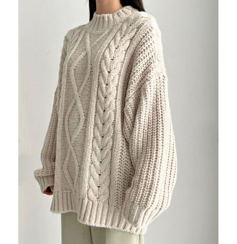 Cable knit sweater / Oversized sweater / Sweater for women / Chunky sweater / Loose fit sweater / Knit top women / Cozy sweater image 4