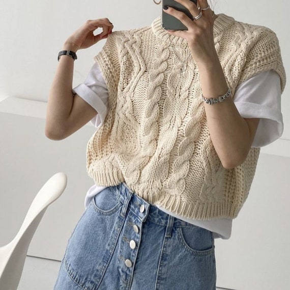 Sweater Vest / Knit Vest / Cable Knit Vest / Sweaters for