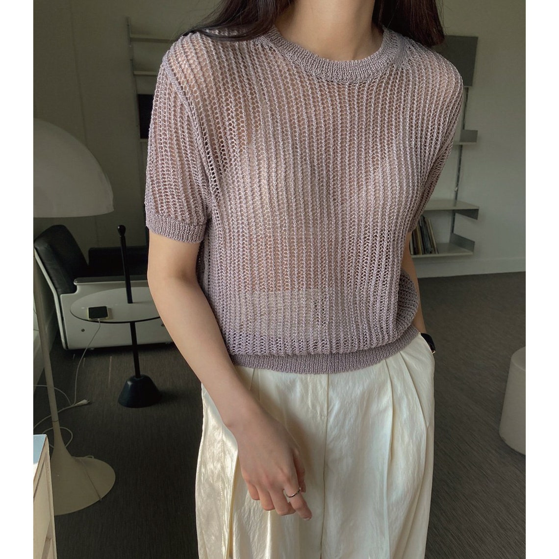 Linen knit top / Linen top / See through top / Mesh knit top / Etsy