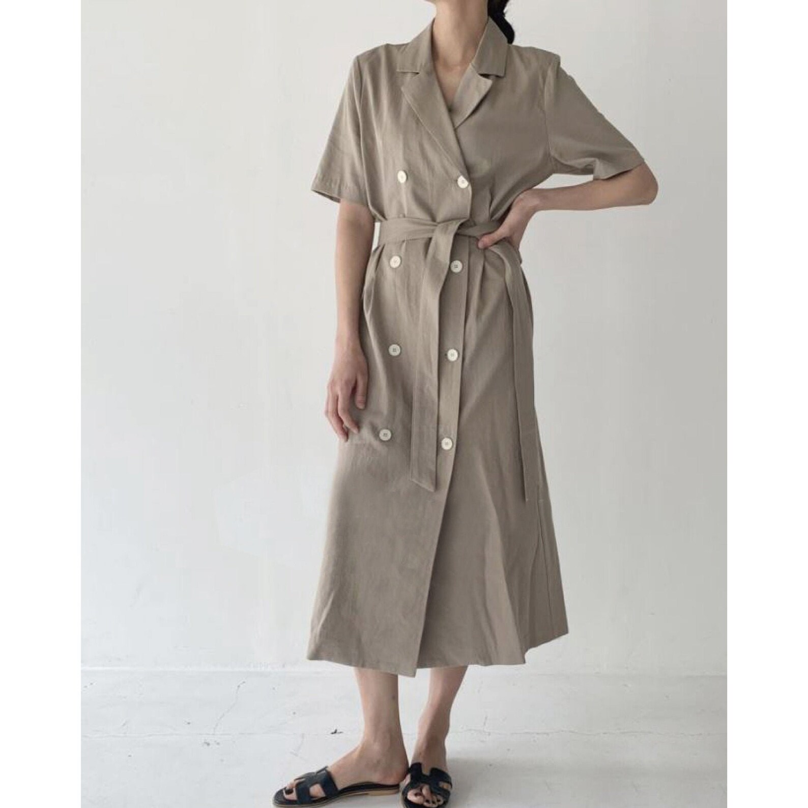 Linen dress / Collared linen dress / Spring summer dress / Etsy