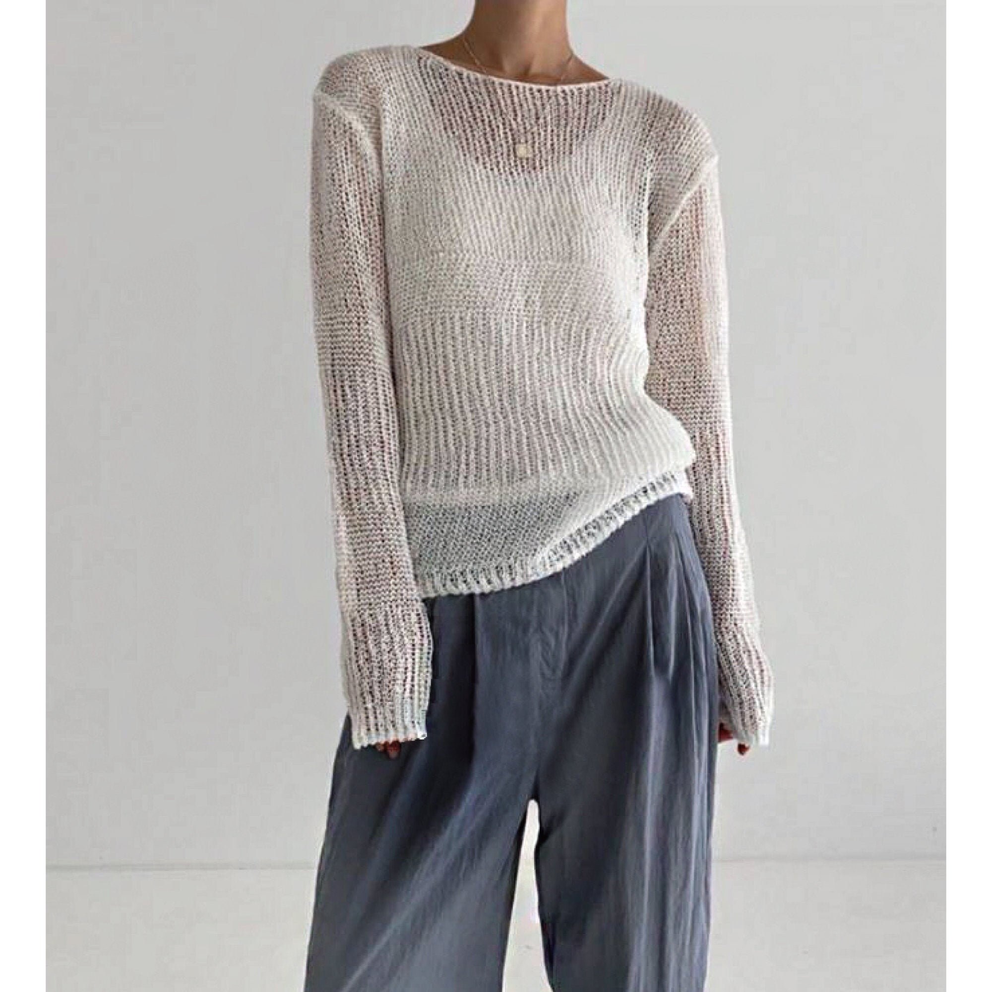Sweater for women / Knit mesh top / See through knit top / Etsy