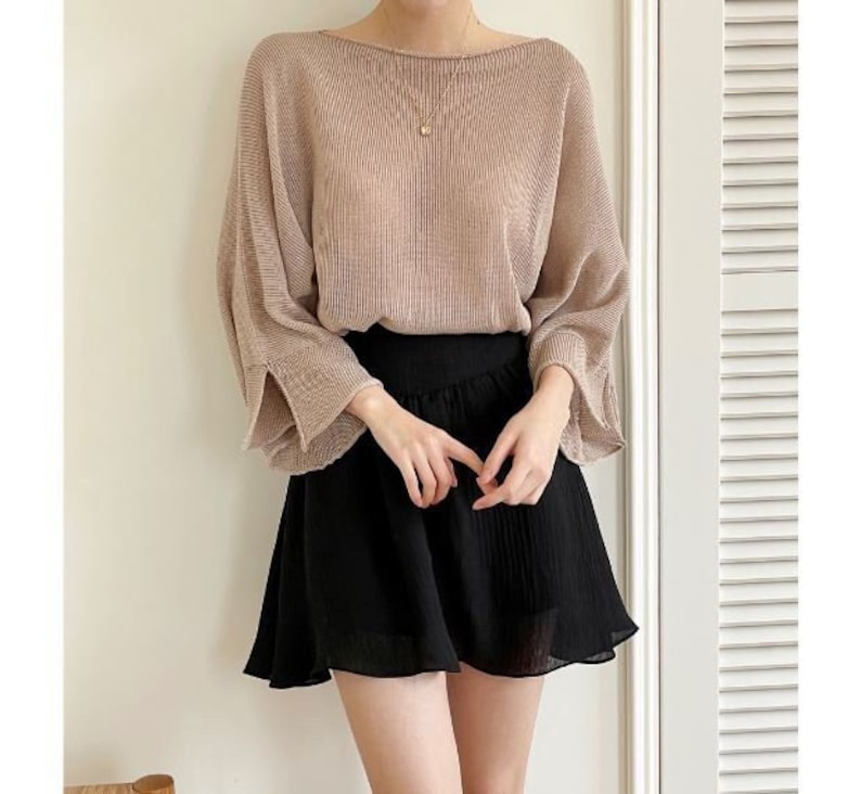 Linen top / Boat neck knit top / Top for women / Boat neck top / Linen knit top / Knit top women / Summer knit top / Knit blouse image 3