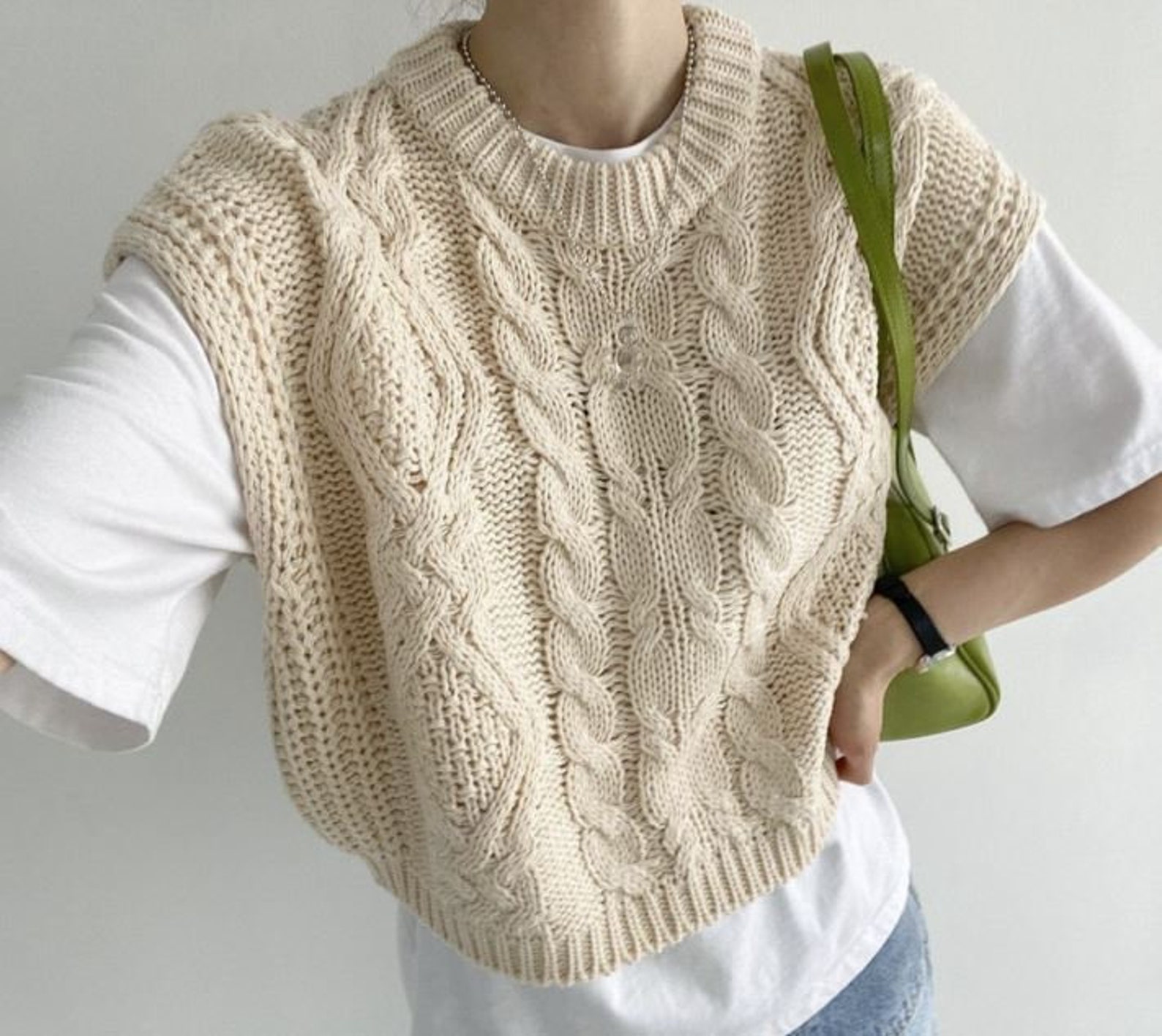 Sweater Vest / Knit Vest / Cable Knit Vest / Sweaters for Etsy
