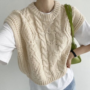 Sweater vest / Knit vest / Cable knit vest / Sweaters for women / Knit sweater vest for women / Loose fit sweater / Crop knit vest