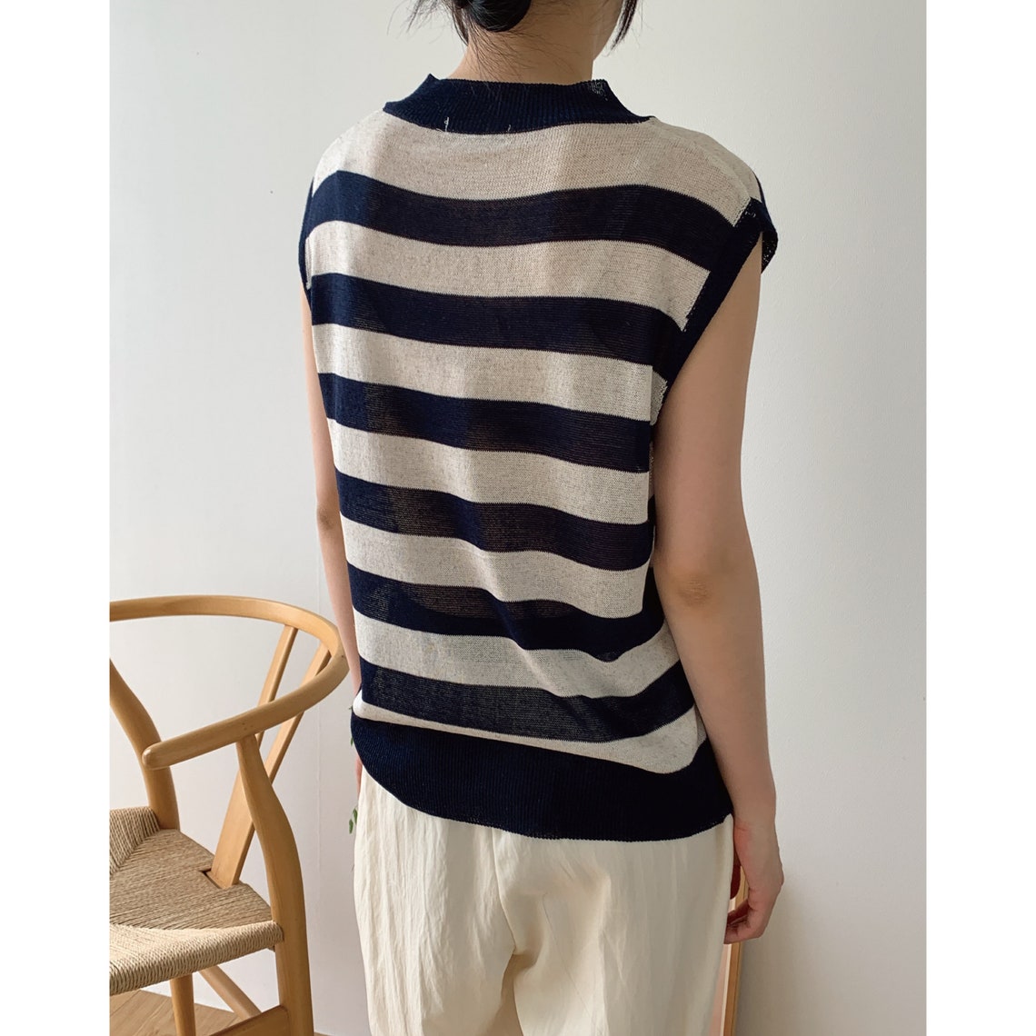 Sleeveless linen top / Knit vest for women / Sweater vest for Etsy