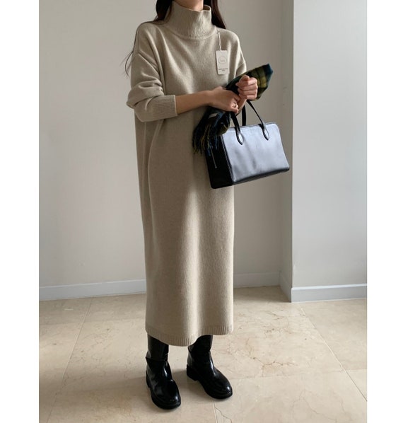 chinese dress ladies Cowl Neck Midi Sweater Dress- Mocha – Mom's Sweet Shop main image 0