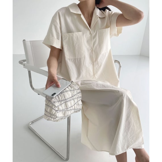 Cotton dress / Summer cotton dress / Loose fit dress / A line dress / Cotton cozy dress / Button down dress
