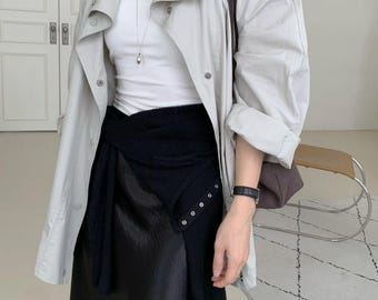 Loose Cotton Blend Trench Jacket: Women's Button-Down Blazer