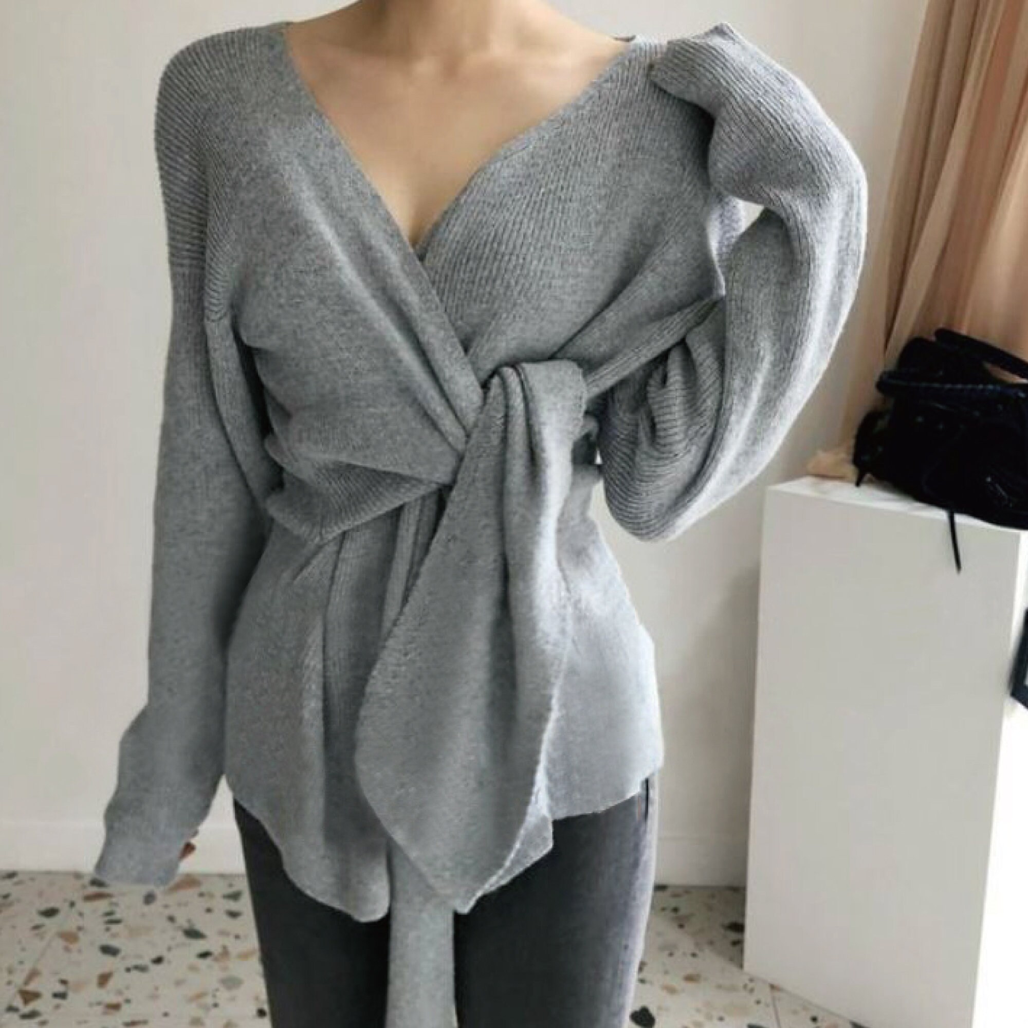 Women / Wrap Style Sweater / Knit Top 