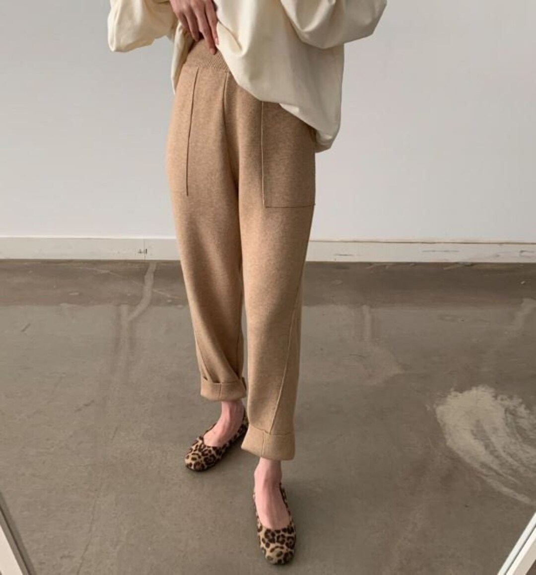 Knit Pants / Loose Fit Knit Pants / Sweater Pants / Banding Pants