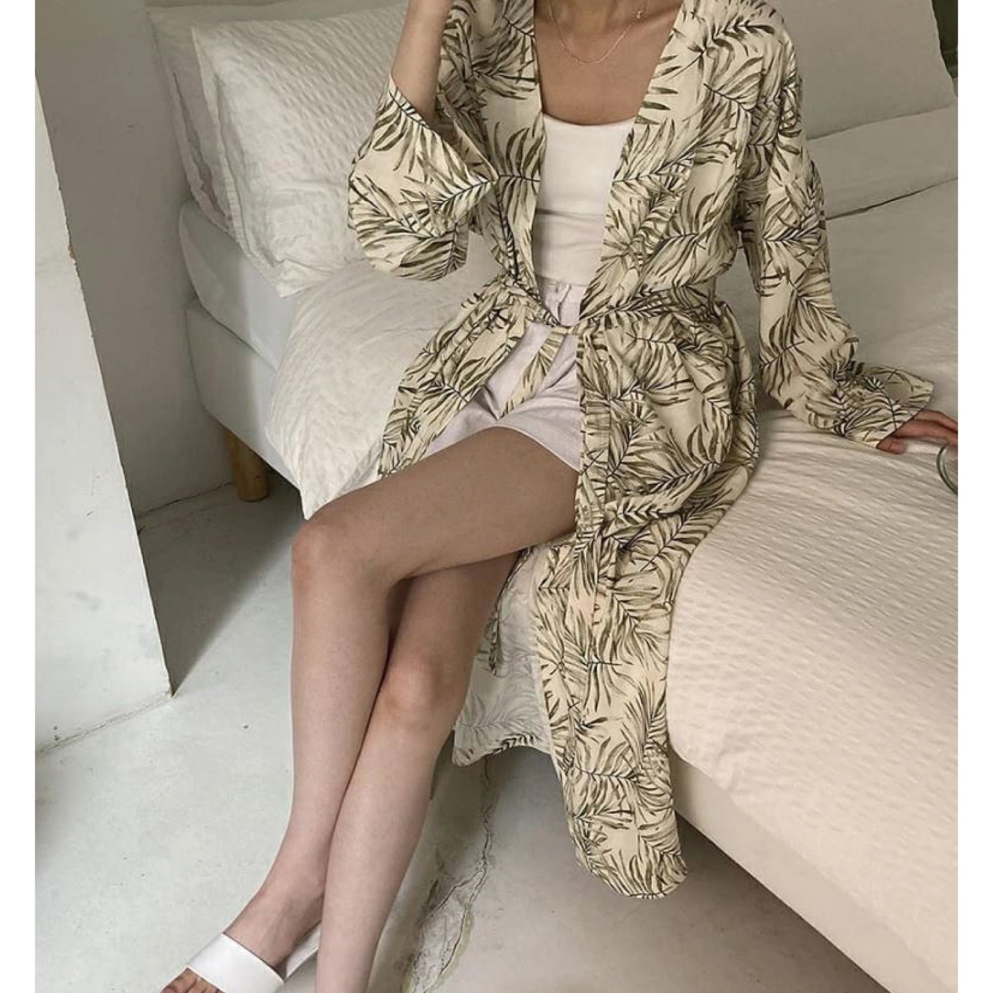 Linen robe / Robe for women / Summer linen robe / Tropical Etsy