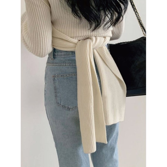 Women / Wool Wrap Sweater / Knit Top 