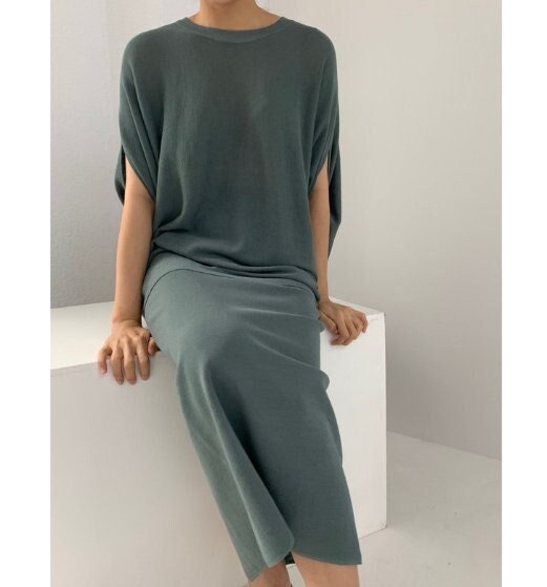 Knit Top and Skirt Set up / Oversized Knit Top / Knit Top Women