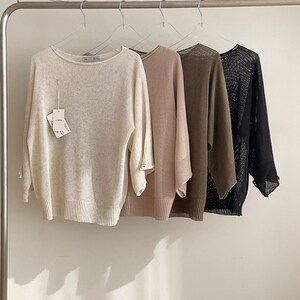 Linen top / Boat neck knit top / Top for women / Boat neck top / Linen knit top / Knit top women / Summer knit top / Knit blouse image 8