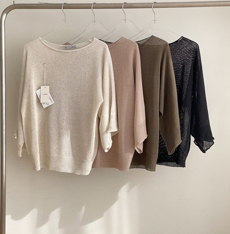 Linen top / Boat neck knit top / Top for women / Boat neck top / Linen knit top / Knit top women / Summer knit top / Knit blouse image 8