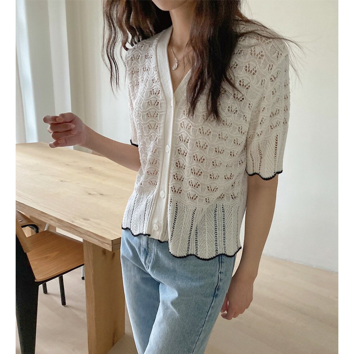 Linen blouse / Linen lace blouse / See through top / Short Etsy