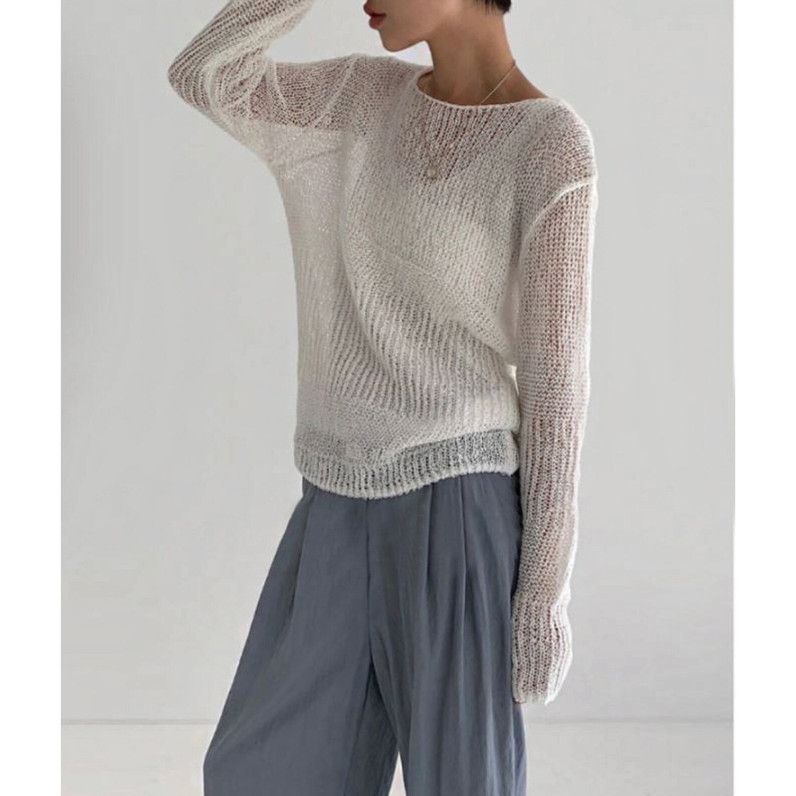 Sweater for women / Knit mesh top / See through knit top / Etsy
