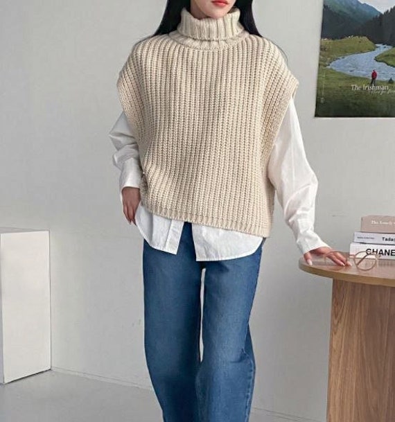turtle neck knit vest