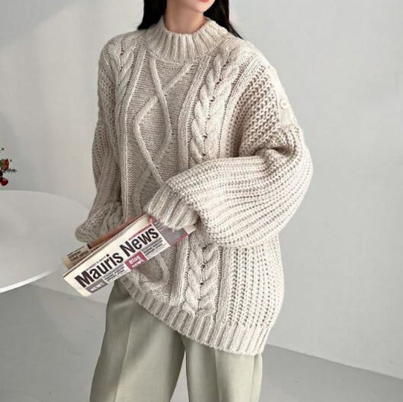 Cable knit sweater / Oversized sweater / Sweater for women / Chunky sweater / Loose fit sweater / Knit top women / Cozy sweater image 1