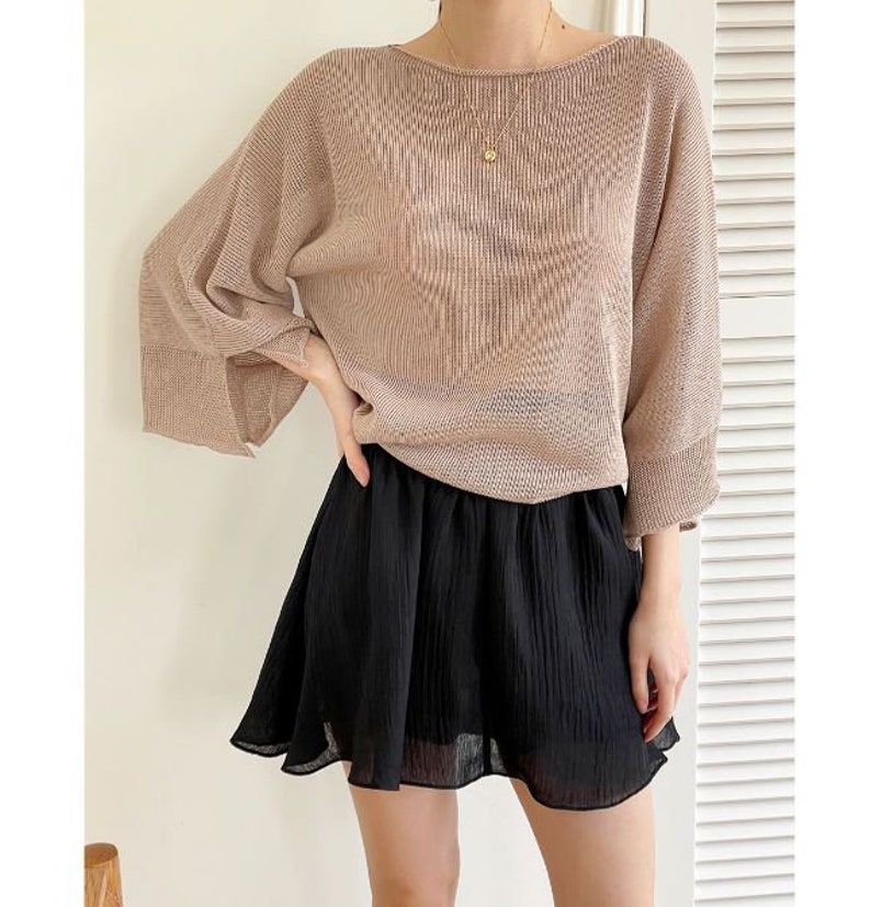 Linen top / Boat neck knit top / Top for women / Boat neck top / Linen knit top / Knit top women / Summer knit top / Knit blouse image 4