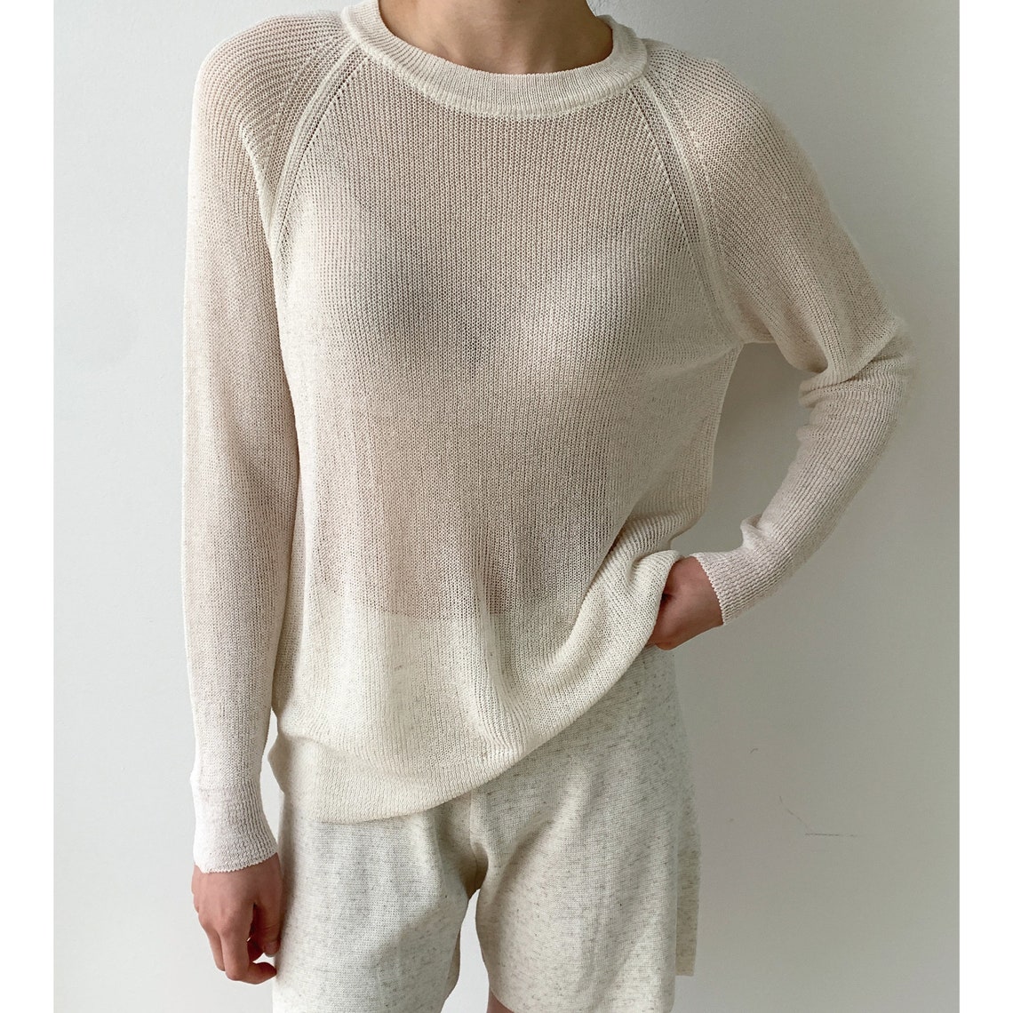 Linen knit top / See through linen top / Mesh top / Summer Etsy