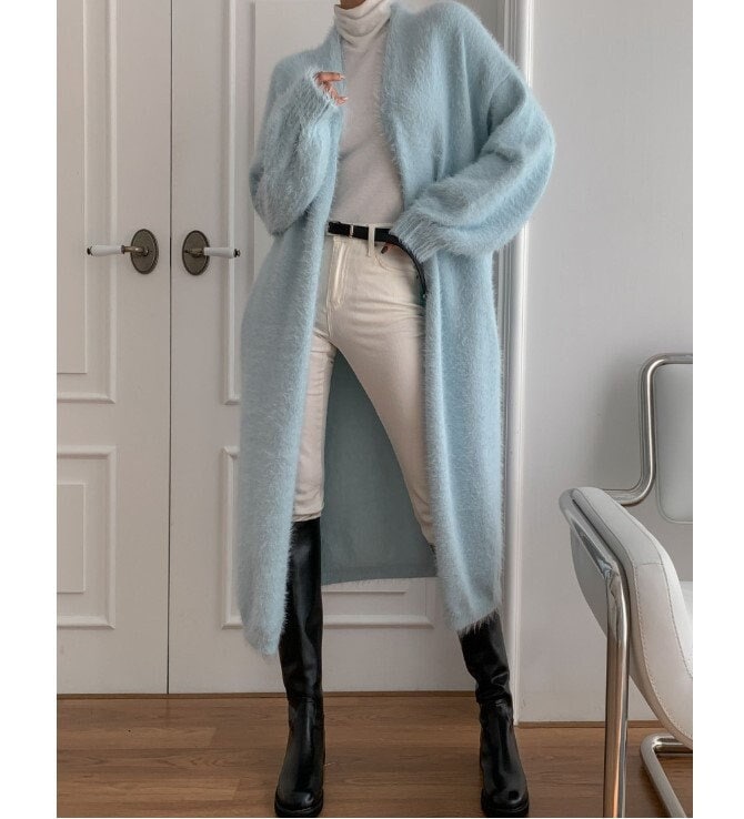 FLUFFY KNIT CARDIGAN CONSISTER ネイビー FLUFFY KNIT CARDIGAN | CONSISTER