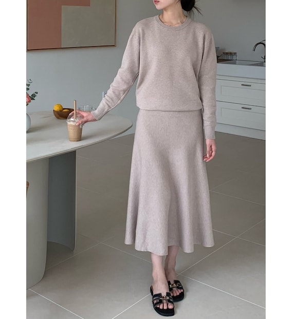 Knit long cheap skirt set