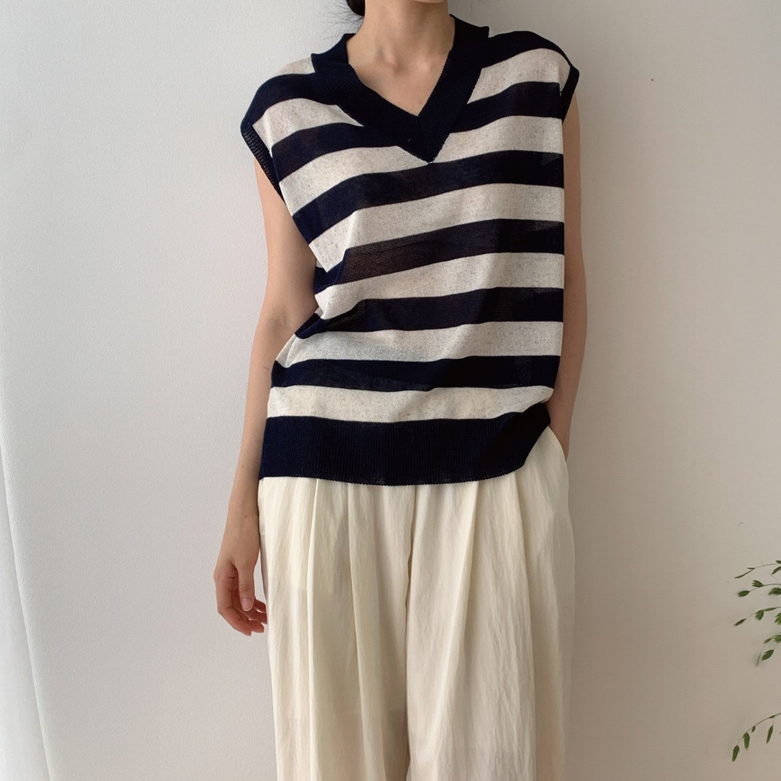 Sleeveless linen top / Knit vest for women / Sweater vest for Etsy