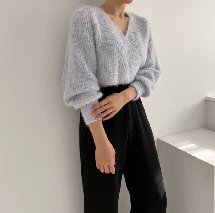 Fur crop top sweater sale
